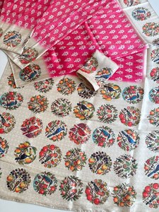 Reglance Rich Designer Softy Silk Saree Pure Jari Jacquard Weaving Artistic Digital Vantara Print Dori Piping Fitting Wrinkle - Product Image 6