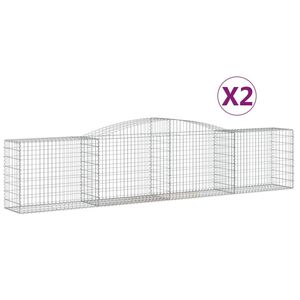Ensemble de 2 grands paniers en métal galvanisé argenté, série de paniers gabions - Product Image 2