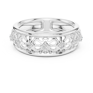 Conjunto de Anillos de Diamantes Florales de Laboratorio de Última Tendencia, Oro Blanco Sólido de 18K con Baño de Rodio, Corte Brillante, para Compromiso, Boda, Fiesta, Regalo - Product Image 4