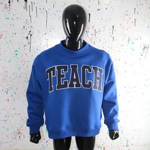 Sudadera de cuello alto TEACH NAVY BLUE 100% negra con bordado de apliques, sudadera de cuello ancho con hilos finos - Product Image 6