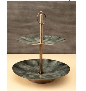 Soporte de pastel de metal de 2 niveles, tamaño personalizado, diseño clásico y elegante, nuevo soporte de pastel de metal a precio de mayoreo. - Product Image 1