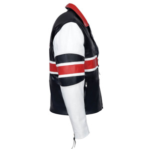 Chaqueta de cuero genuino de vaca 100% personalizada con bandera del Reino Unido para hombre, chaqueta de cuero para motocicleta con bandera británica BRANDO, cremallera cruzada YKK - Product Image 3