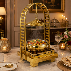Luxury Brass Hanging Chafing Dish Buffet Food Warmer with Dome Lid Hotel Catering Restaurant Banquet OEM ODM Manufacturer - Product Image 4