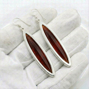 Boucles d'oreilles pendantes faites à la main en argent sterling 925 avec grenat cheval sauvage et pierres précieuses marquise longues pour femme - Product Image 4