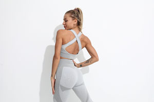 Conjuntos de Yoga Casuales al por Mayor para Mujer, Ropa Deportiva de Secado Rápido, Tops Deportivos con Escote en V Profundo, Conjunto de Yoga de 4 Piezas para Mujer, Conjuntos de Fitness para Gimnasio - Product Image 5
