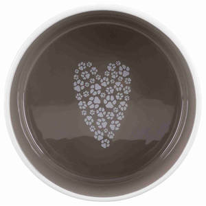 Gamelle et distributeur de nourriture pour animaux en céramique avec cœur 03L/12 cm Crème-Taupe - Product Image 3