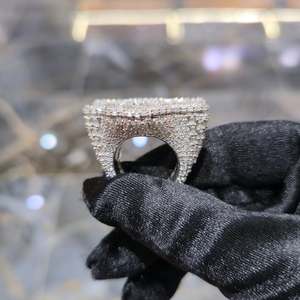 Custom 925 <b>Silver</b> Gold Plated Moissanite <b>Cross</b> <b>Ring</b> with Prong Setting Micro Insert Unisex Hip Hop Jewelry for Party Wedding - Product Image 3