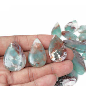 Aquaprase naturel, cabochons de pierres précieuses en vrac de formes variées à dos plat, fournitures pour bijoutiers et métallurgistes, pierre pour enroulement de fil - Product Image 1