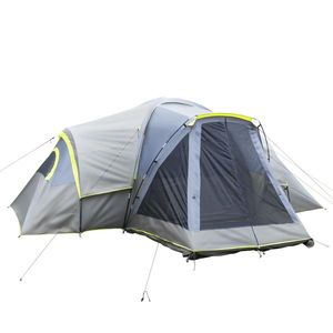 Tenda da Campeggio Familiare Grigio Scuro 522*260*210cm, Tre Stanze con Tessuto in Poliestere e Pali in Fibra di Vetro, Capacità 10 Persone - Product Image 1