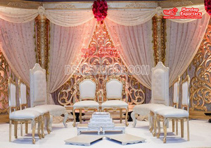 Ceremonia de boda al aire libre Vidhi fabricante de sillas elegantes sillas Mandap de madera para bodas al aire libre muebles Mandap de boda - Product Image 6