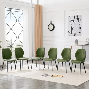 4 set di sedie da pranzo retrò in PU verde oliva con cuscino spazioso e confortevole, disponibili in più colori, in metallo nero - Product Image 3