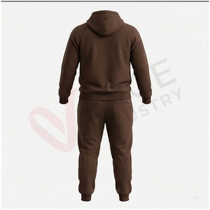 Ensemble de survêtement marron pour homme, manches longues, capuche, fermeture éclair sur le devant, couleur unie, respirant, coupe décontractée, vêtements d'automne - Product Image 2