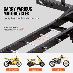 Rampa di carico in acciaio da 600 libbre per moto, scooter e moto da cross - Attacco per gancio traino - Product Image 6