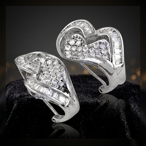 Pendientes de Plata 925 con Forma de Corazón y Cristales de Estrás, Joyería Romántica para Mujer, Ideal para Bodas - Product Image 1