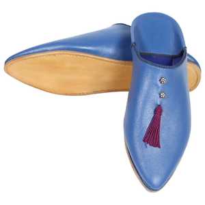 Babouches marocaines rouge marine en cuir suédé véritable Khemissa chaussures avec doublure rouge confortable maison pour pantoufles pour femmes - Product Image 3