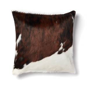 Square Cowhide Pillow 24x24in Brown and White Fur Home Decor - Product Image 1