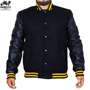 Veste universitaire en cuir de créateur pour hommes, grande taille, légère et décontractée, vente en gros - Product Image 4
