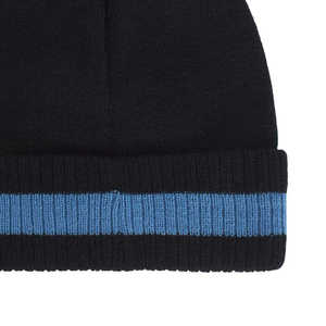 Gorro de Punto Acrílico 100% Negro, Transpirable e Impermeable, con Borde de Contraste Azul, Unisex, para Invierno - Product Image 4
