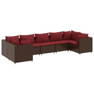 Brown <b>Rattan</b> <b>Patio</b> Lounge <b>Set</b> 6 Seater Weather Resistant Outdoor Garden Furniture Contemporary Design - Product Image 2