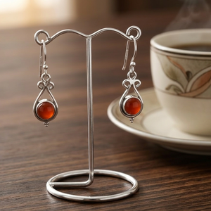 925 Sterling Silver Orange Carnelian Gemstone <b>Drop</b> <b>Earrings</b> Rose Gold Yellow Gold Plated Handmade Vintage Dangle Jewelry Women - Product Image 4