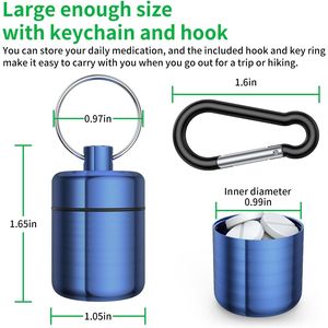 Small Waterproof Keychain Pill Case (3 Pack) Portable <b>Travel</b> Pill <b>Container</b> with Strong Carabiners Mini Me Storage Case - Product Image 2