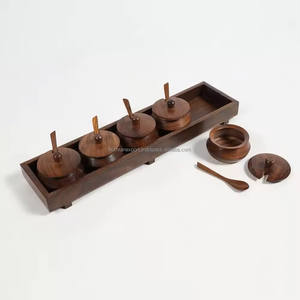 Tarro de almacenamiento de ambientador rectangular de madera hecho a mano de tamaño personalizado con bandeja y cuchara para almacenamiento de Hinojo en el hogar y servicio de alimentos - Product Image 3