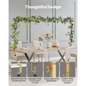 Supporto per asta da tavolo regolabile da 28 '-98 "con morsetti per festa ad arco nuziale - Product Image 4