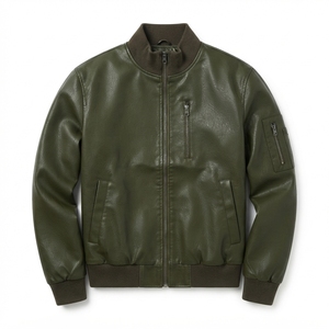 Chaqueta de Motero para Hombre de Cuero Genuino y Lona, Estilo Retro con Cuello Alto, Corte Holgado, Transpirable, Resistente al Viento, con Logotipo Bordado Personalizado - Product Image 5
