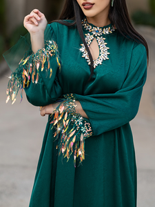 Robe Abaya Modeste Personnalisée de Dubaï, Broderie, Longueur Cheville, Col en V, Collection Printemps, Matière Polyester, OEM/ODM Disponible - Product Image 5