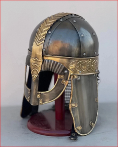 Casco Vikingo Gjermundbu, Casco de Armadura Anglo-Saxónica con Malla de Hierro y Soporte - Product Image 2