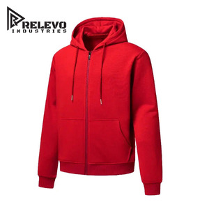 เสื้อฮู้ดซิปสีแดงสำหรับผู้ชายจาก Relevo Industries ทรงปกติ สวมใส่สบาย ผ้าเฟรนช์เทอร์รี่ เหมาะสำหรับใส่ในฤดูใบไม้ร่วง - Product Image 1