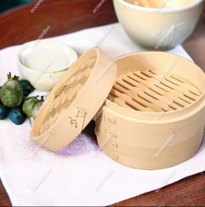 Cesta de Vapor de Bambú de 2 Capas, Ecológica y Antiadherente, Hecha a Mano, para Dumplings, Dim Sum y Pan al Vapor, Capacidad de 2-3L - Product Image 4