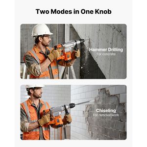 Trapano a percussione elettrico SDS-Plus professionale con cavo, per impieghi gravosi, con 3 punte (piatte/a scalpello) - Product Image 3