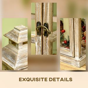 Lot de 2 lanternes rustiques en bois décoratives 28'/20' Grandes décorations intérieures/extérieures pour la maison Porte-bougies en bois naturel (sans verre) - Product Image 5