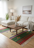 Tapis floral moderne réversible en coton écologique fait main, lavable en machine, à poils longs, épaisseur personnalisable, pour la maison et les voyages