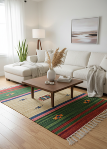 พรมปูพื้นลายดอกไม้ทำมือจากผ้าฝ้ายแบบย้อนกลับได้ ทันสมัย เป็นมิตรกับสิ่งแวดล้อม ซักเครื่องได้ ขนนุ่ม ปรับความหนาได้ตามต้องการ เหมาะสำหรับห้องนั่งเล่น - Product Image 3