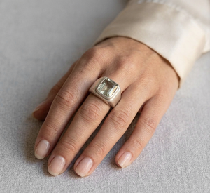Bague de mariage et de fête vintage en argent sterling 925 avec améthyste verte de forme géométrique naturelle certifiée IGI - Product Image 5