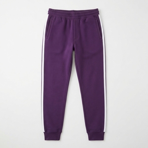 OEM <b>Men's</b> Casual 300 GSM Side Stripe Joggers Cotton Fleece Sweatpants with <b>White</b> Stripes - Product Image 4