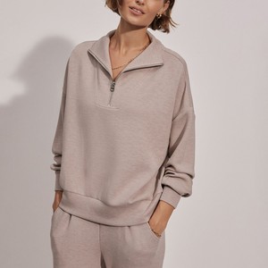 Custom Plus Size <b>Women's</b> <b>Sweatshirt</b> Long Sleeve <b>Women's</b> Drop Shoulder <b>Sweatshirt</b> Pullover <b>Half</b> <b>Zip</b> <b>Women's</b> Hoodies & <b>Sweatshirts</b> - Product Image 1