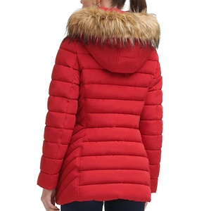 Venta caliente 2025 abrigo rojo para mujer con capucha de piel con múltiples bolsillos ropa de mujer chaquetas de invierno para damas Color rojo comodidad - Product Image 3