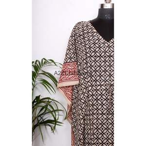 Elegante Camisón Kaftán de Algodón 100% para Mujer, Cuello en V, Manga Corta, Estampado Floral con Volantes, Largo Midi, para Verano - Product Image 2