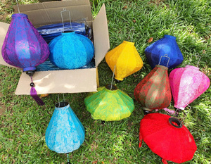 Wholesale Umbrella Shape Silk Lanterns Vietnam Bamboo <b>Frame</b> Silk Lanterns Decorative Silk Lanterns For Garden - Product Image 6