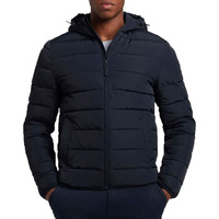 Ventes en gros de vestes matelassées d'hiver en nylon bleu longues personnalisées avec logo OEM, manteaux à bulles pour hommes, vestes matelassées pour hommes