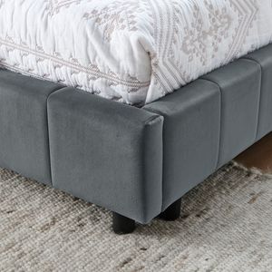 Letto Imbottito Matrimoniale con Testiera e Braccioli Confortevoli, Divano Letto per Camera da Letto o Soggiorno - Product Image 5