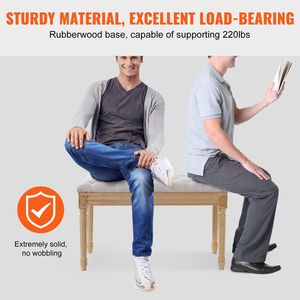 Panca poggiapiedi imbottita da 16 pollici con cuscino trapuntato e gambe in legno di gomma imbottite in schiuma, panca per il fondo del letto - Product Image 3