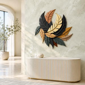 Iron <b>Leaf</b> Plant Pattern <b>Wall</b> <b>Art</b> Contemporary 3D Sculpture for Living Room Bedroom Birthday Home Decor - Product Image 3
