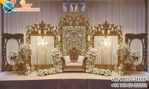 Decoración Perfecta para Escenario de Mehndi con Marco Trasero Mehrab, Elegante Marco Dorado para Boda, Decoración Majestuosa para Celebración Walima con Paisley - Product Image 2