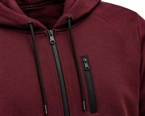 Sweat-shirt à capuche zippé pour homme, couleur unie, en molleton bouclette, coupe décontractée, manches classiques, avec bordure noire, design zippé - Product Image 6