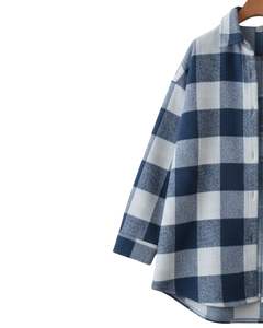 Chemise-veste en flanelle à carreaux bleus et blancs pour homme, manches longues, boutonnée, chaude, coupe décontractée et tissu doux - Product Image 3