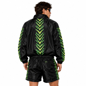 Ensemble short et veste coupe-vent en nylon vert néon personnalisé, style Y2K streetwear, imperméable, 2 pièces, avec sweats à capuche – Fournisseur – Vente chaude - Product Image 2
